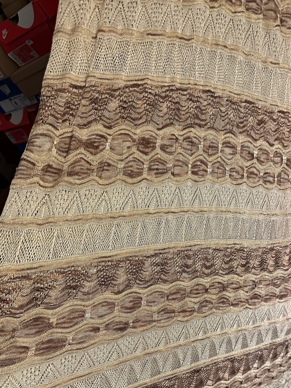 Bebe Wave Knit Crochet Maxi Dress M Neutral - Picture 12 of 13